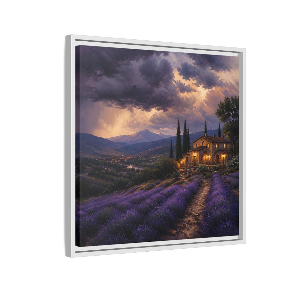 Side Mockup 10. Nature Lavender Field Purple Lavender shown as stretched canvas wall art
