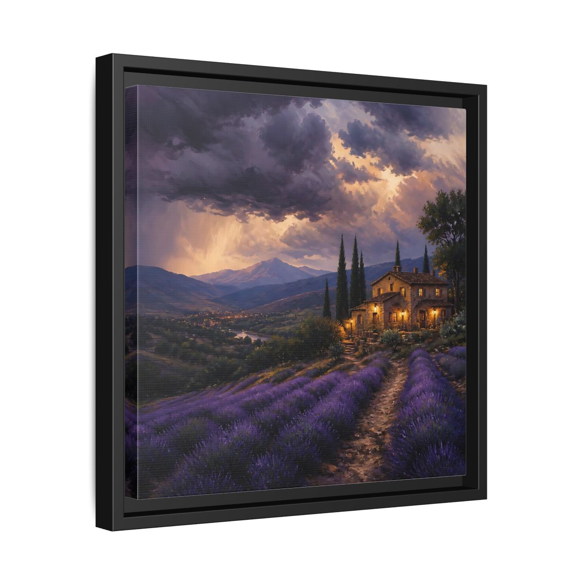 Side Mockup 32. Nature Lavender Field Purple Lavender shown as stretched canvas wall art