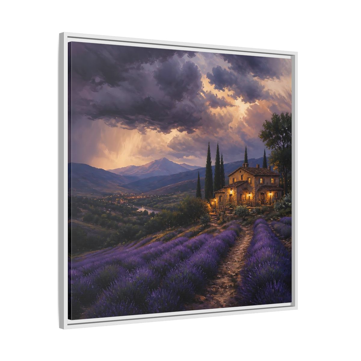 Side Mockup 25. Nature Lavender Field Purple Lavender shown as stretched canvas wall art