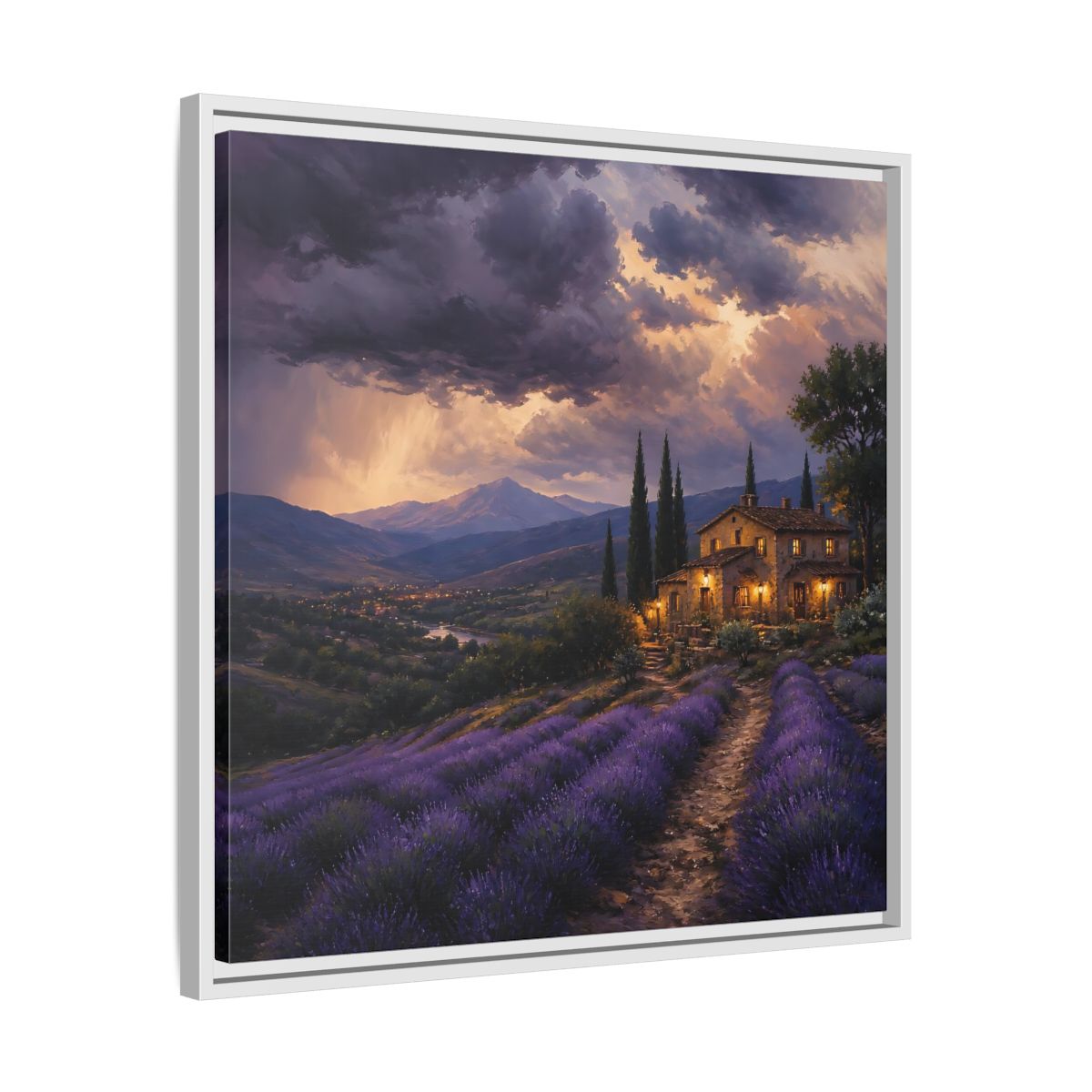Side Mockup 26. Nature Lavender Field Purple Lavender shown as stretched canvas wall art