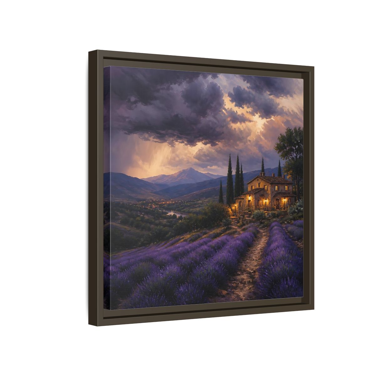 Side Mockup 14. Nature Lavender Field Purple Lavender shown as stretched canvas wall art