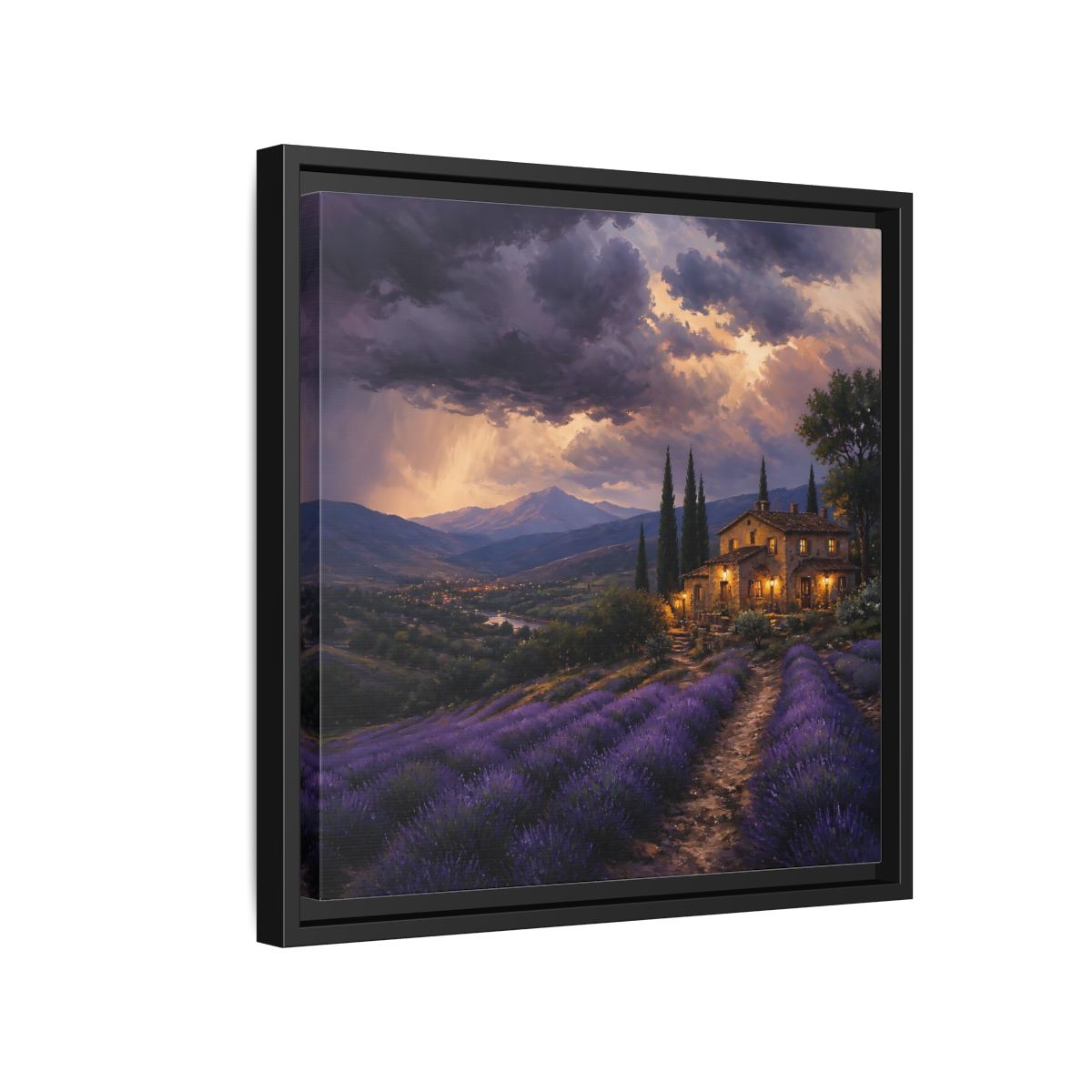 Side Mockup 15. Nature Lavender Field Purple Lavender shown as stretched canvas wall art