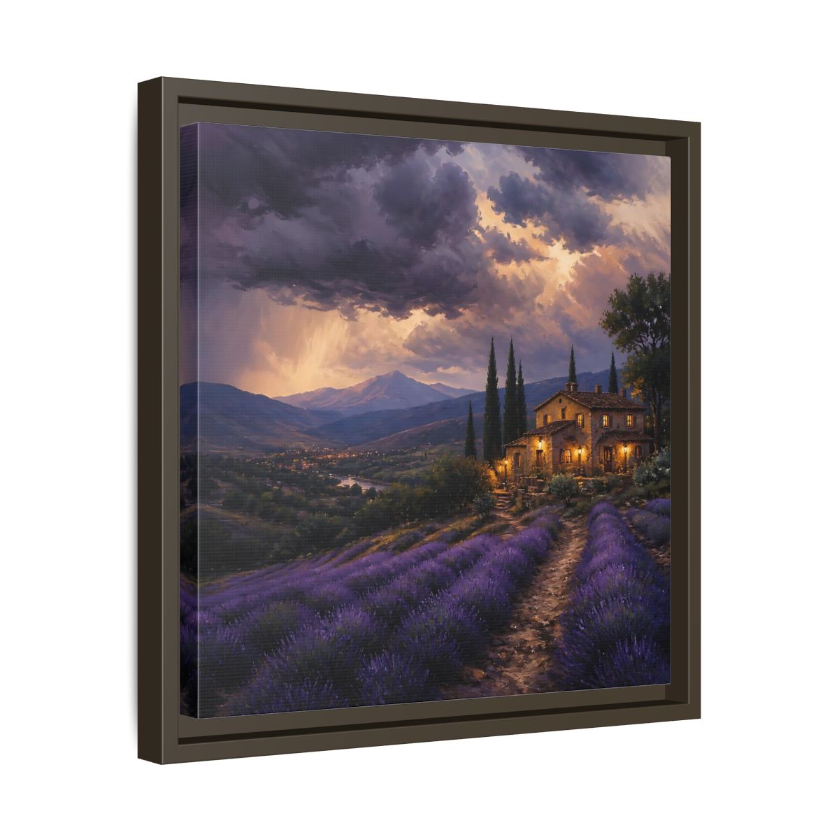 Side Mockup 29. Nature Lavender Field Purple Lavender shown as stretched canvas wall art