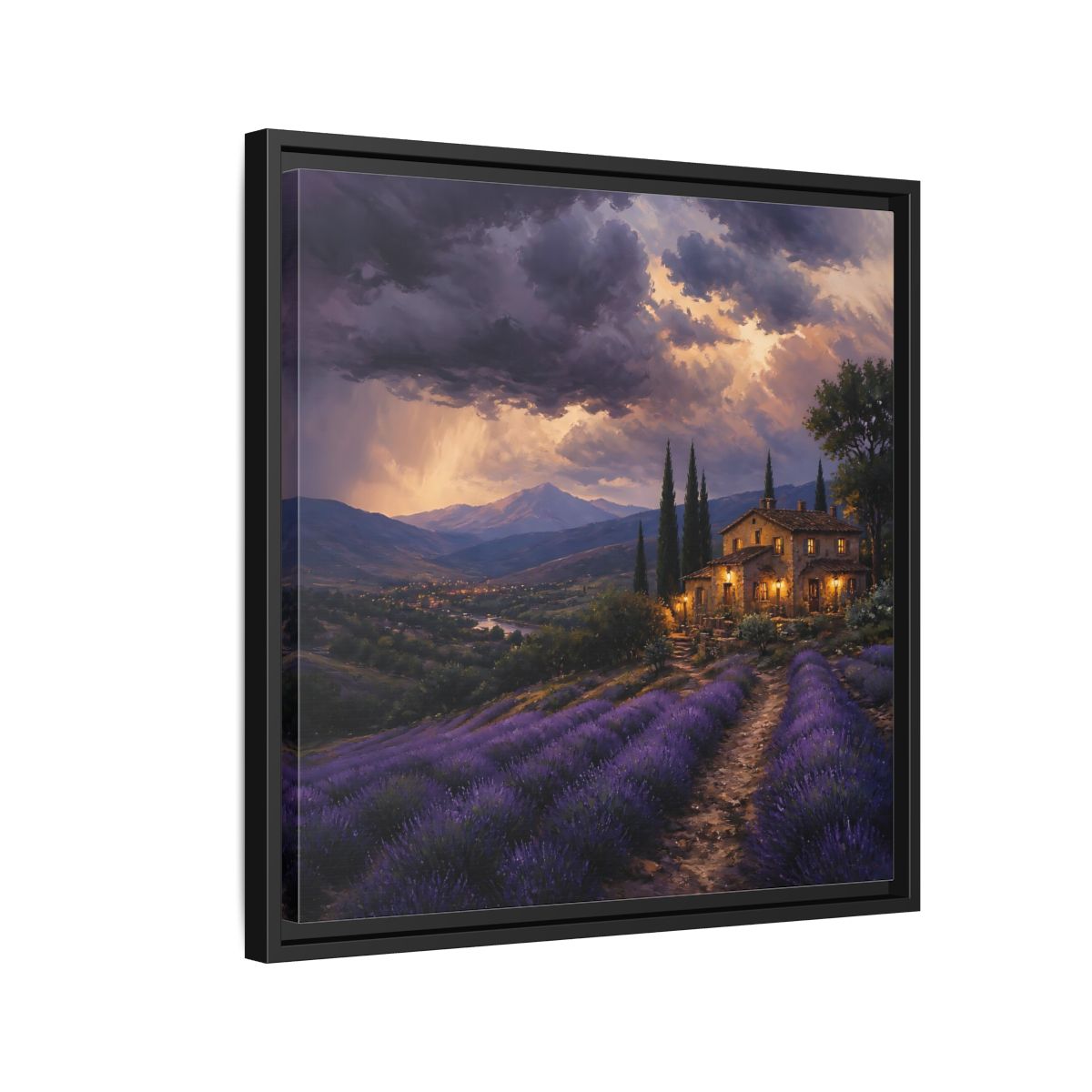 Side Mockup 12. Nature Lavender Field Purple Lavender shown as stretched canvas wall art
