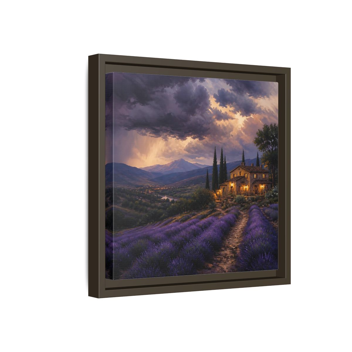 Side Mockup 17. Nature Lavender Field Purple Lavender shown as stretched canvas wall art