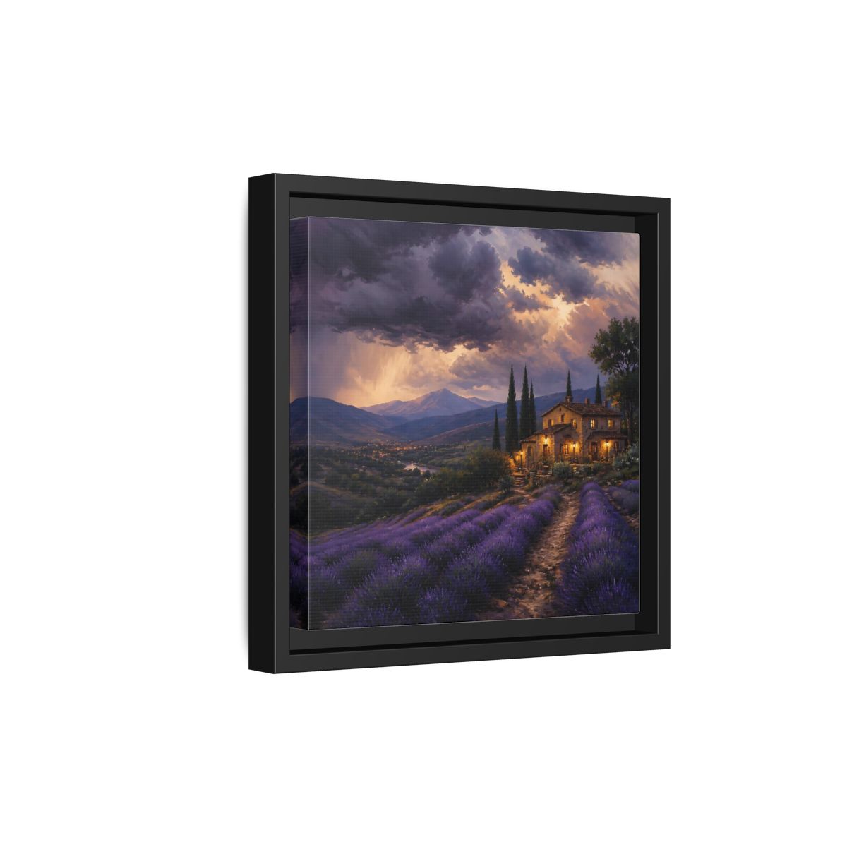 Side Mockup 21. Nature Lavender Field Purple Lavender shown as stretched canvas wall art