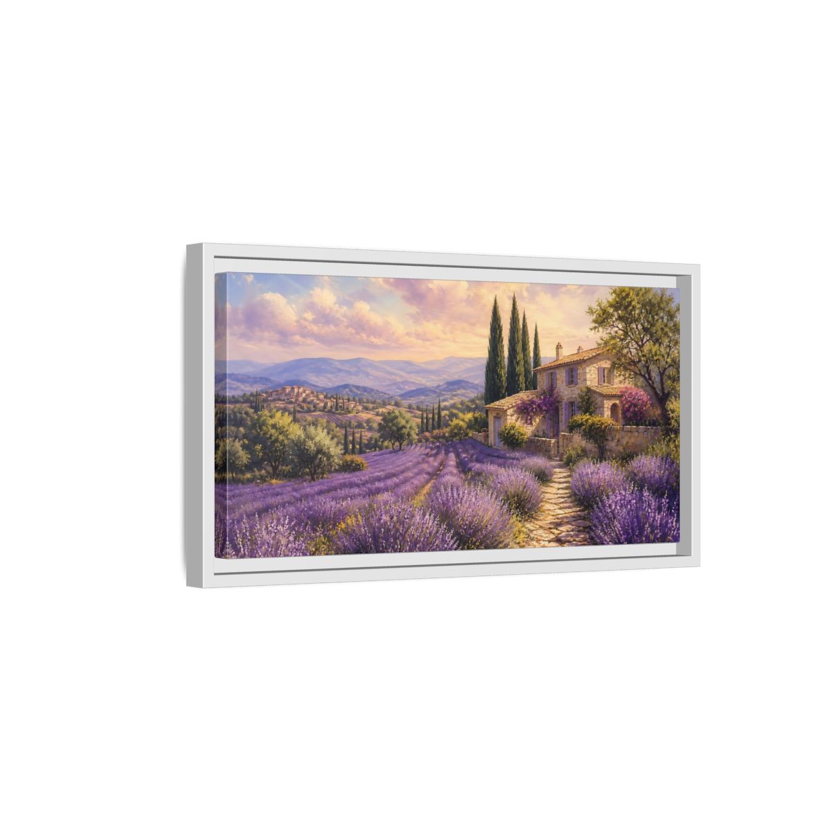 Side Mockup 6. Nature Lavender Field Purple Lavender shown as stretched canvas wall art