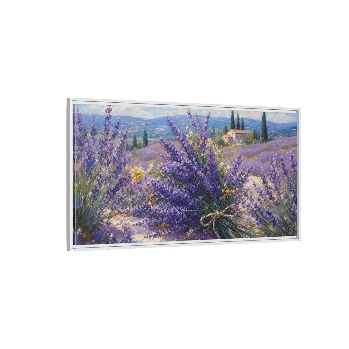 Side Mockup 3. Nature Lavender Field Lavender Fields Purple shown as stretched canvas wall art