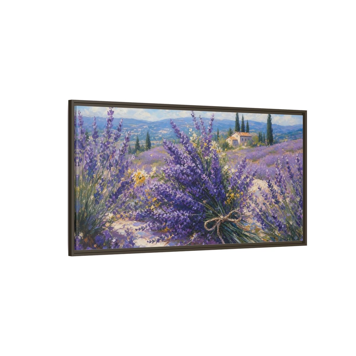 Side Mockup 4. Nature Lavender Field Lavender Fields Purple shown as stretched canvas wall art