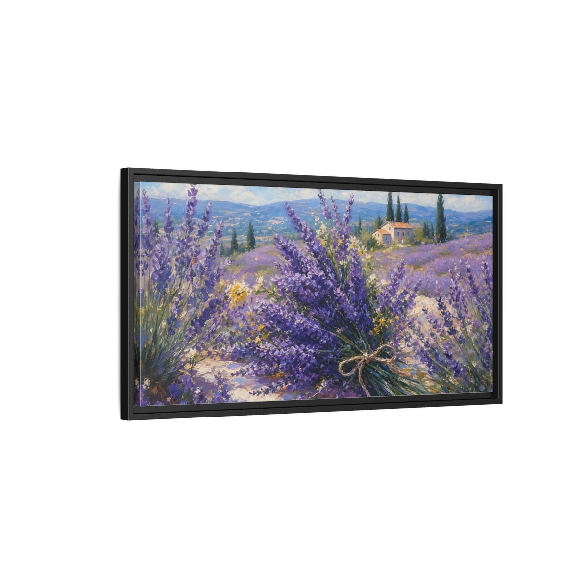 Side Mockup 2. Nature Lavender Field Lavender Fields Purple shown as stretched canvas wall art