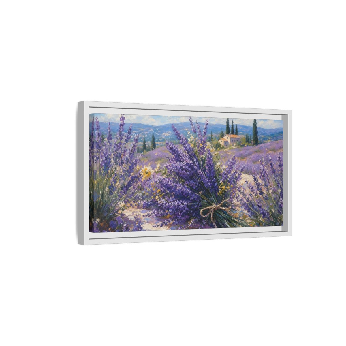 Side Mockup 6. Nature Lavender Field Lavender Fields Purple shown as stretched canvas wall art