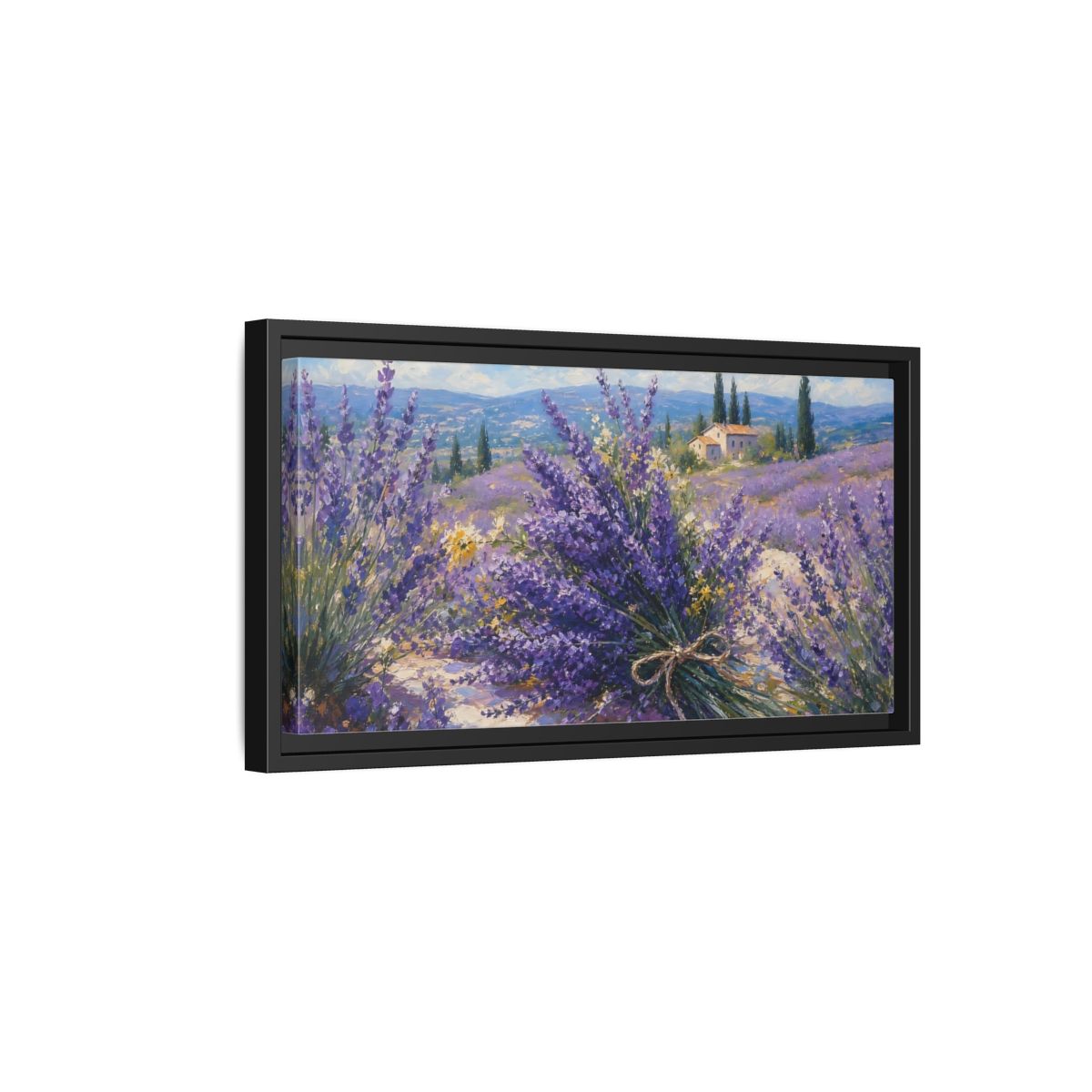 Side Mockup 8. Nature Lavender Field Lavender Fields Purple shown as stretched canvas wall art