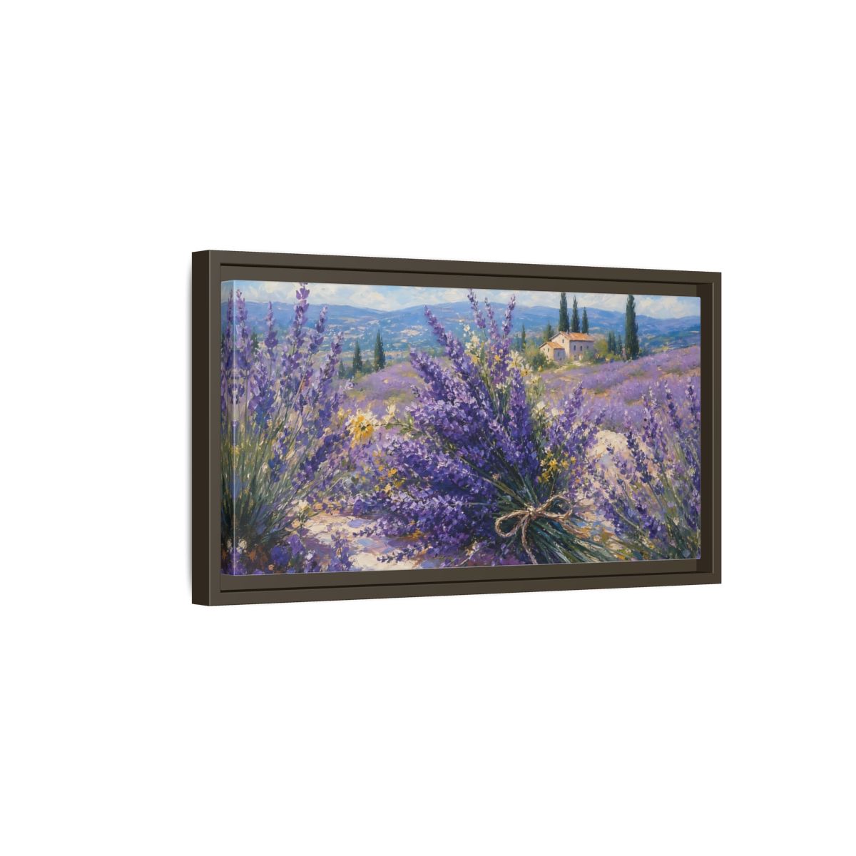 Side Mockup 7. Nature Lavender Field Lavender Fields Purple shown as stretched canvas wall art