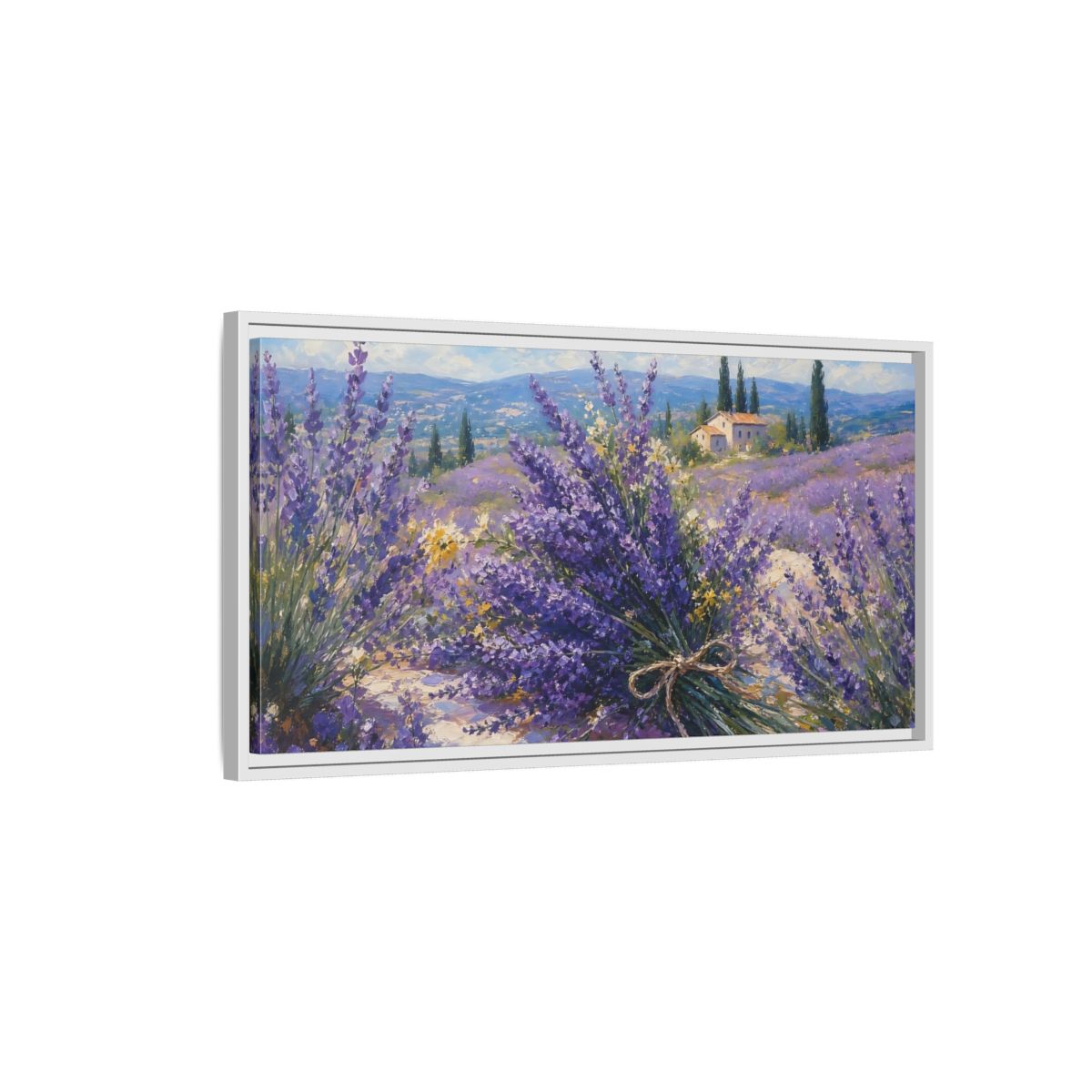 Side Mockup 1. Nature Lavender Field Lavender Fields Purple shown as stretched canvas wall art