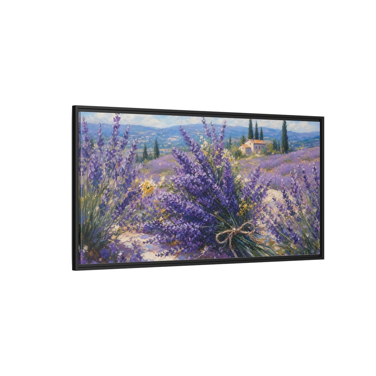 Side Mockup 5. Nature Lavender Field Lavender Fields Purple shown as stretched canvas wall art