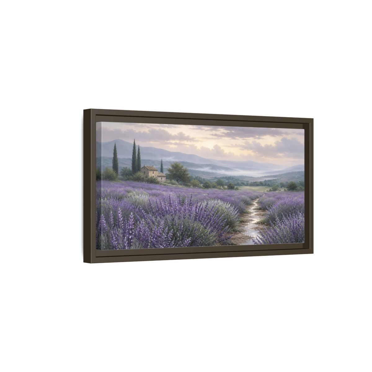 Side Mockup 7. Nature Lavender Field Purple Lavender Field shown as stretched canvas wall art