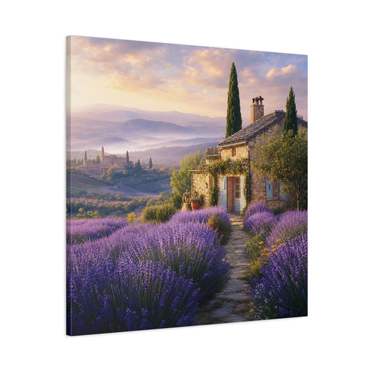 Main Mockup. Nature Lavender Field Purple Landscape shown as stretched canvas wall art