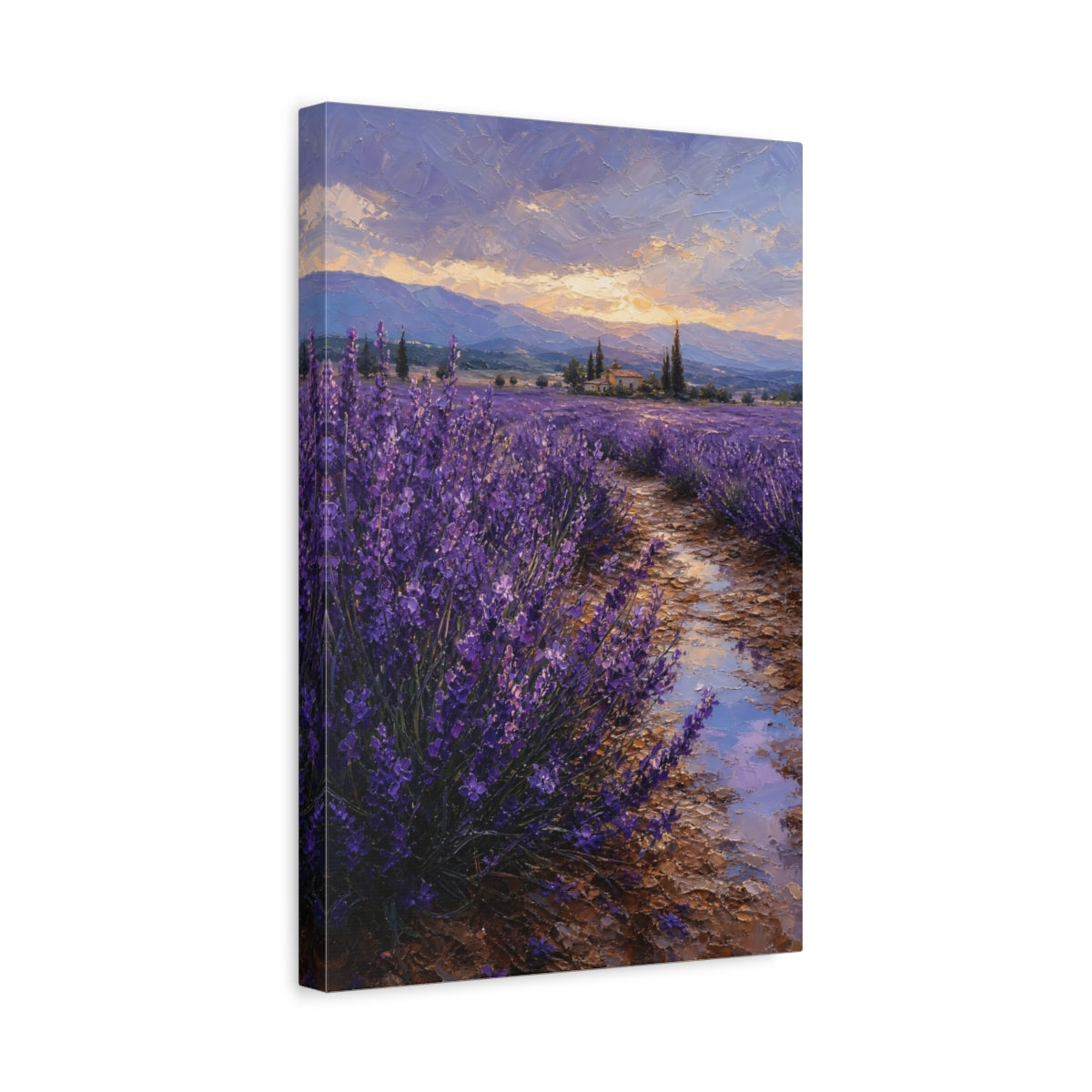 Side Mockup 4. Nature Lavender Field Purple Lavender Landscape shown as stretched canvas wall art