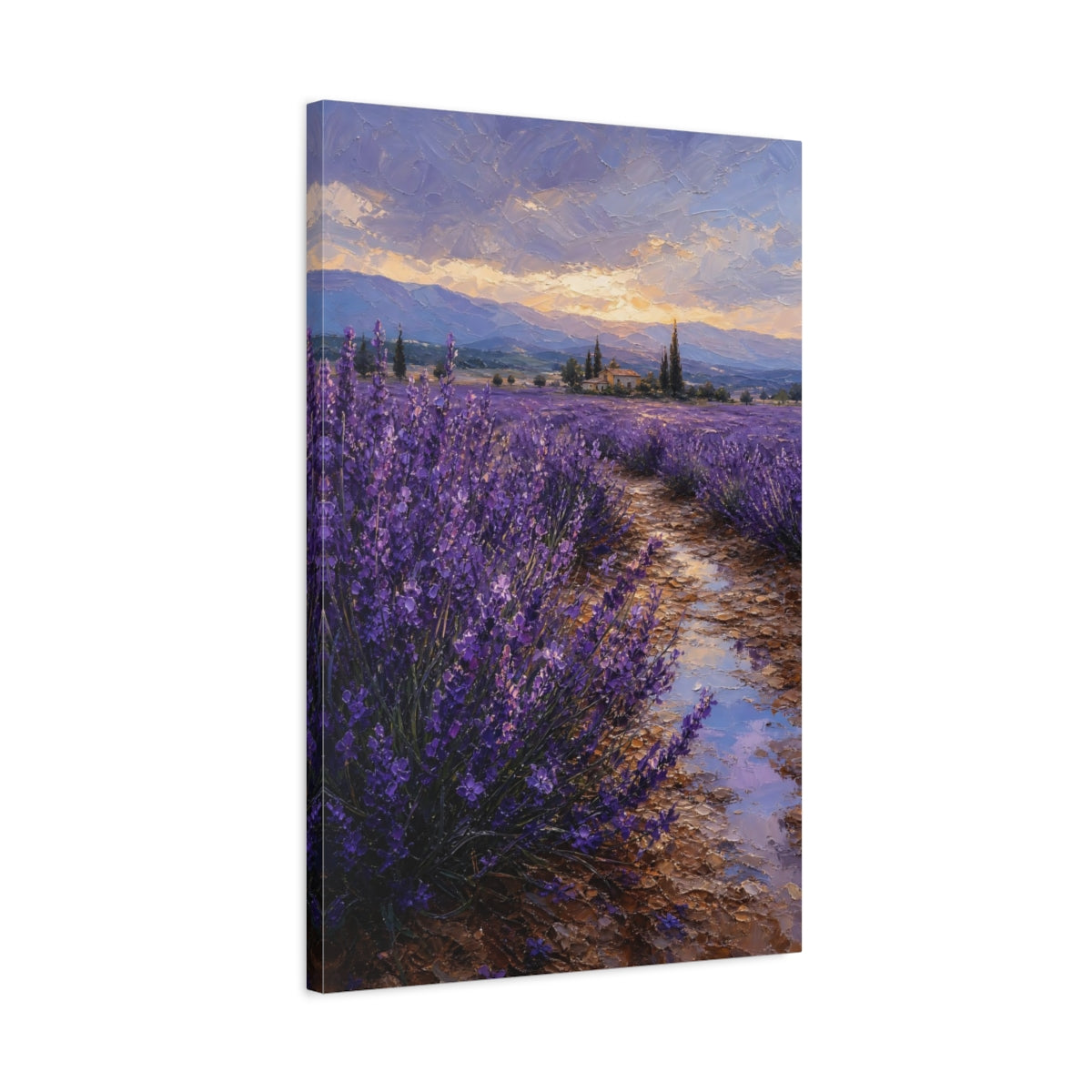 Side Mockup 2. Nature Lavender Field Purple Lavender Landscape shown as stretched canvas wall art