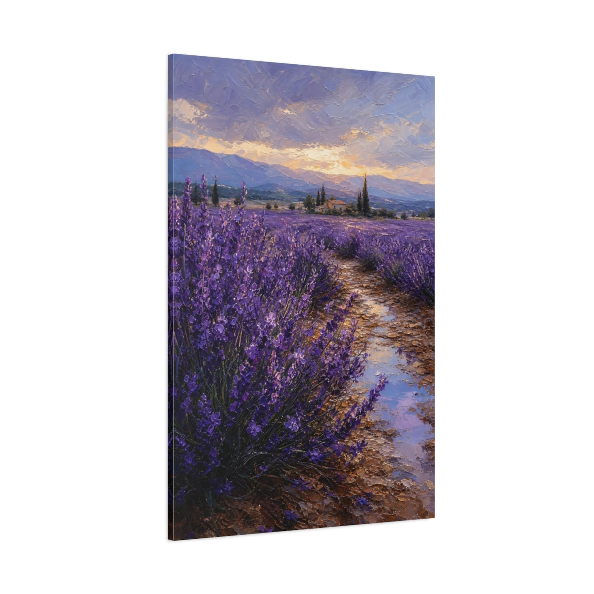 Side Mockup 1. Nature Lavender Field Purple Lavender Landscape shown as stretched canvas wall art