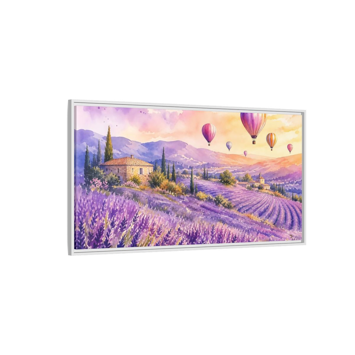 Side Mockup 3. Nature Lavender Field Purple Lavender Landscape shown as stretched canvas wall art