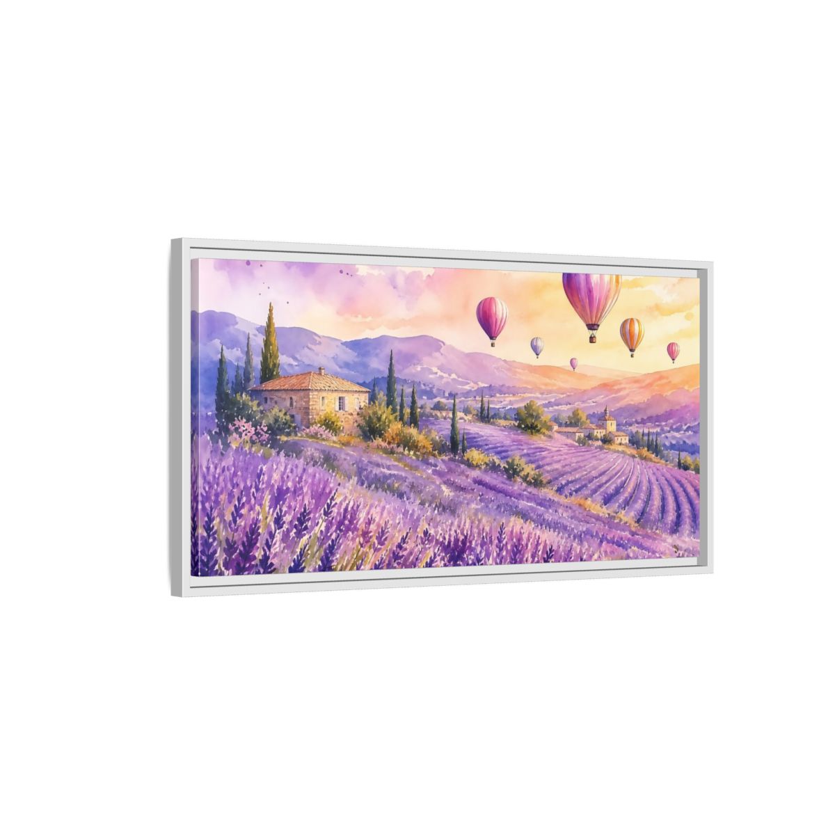 Side Mockup 1. Nature Lavender Field Purple Lavender Landscape shown as stretched canvas wall art