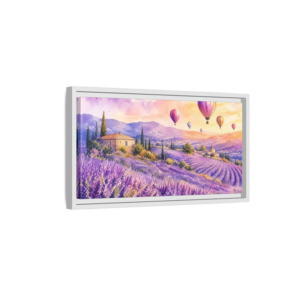 Side Mockup 6. Nature Lavender Field Purple Lavender Landscape shown as stretched canvas wall art