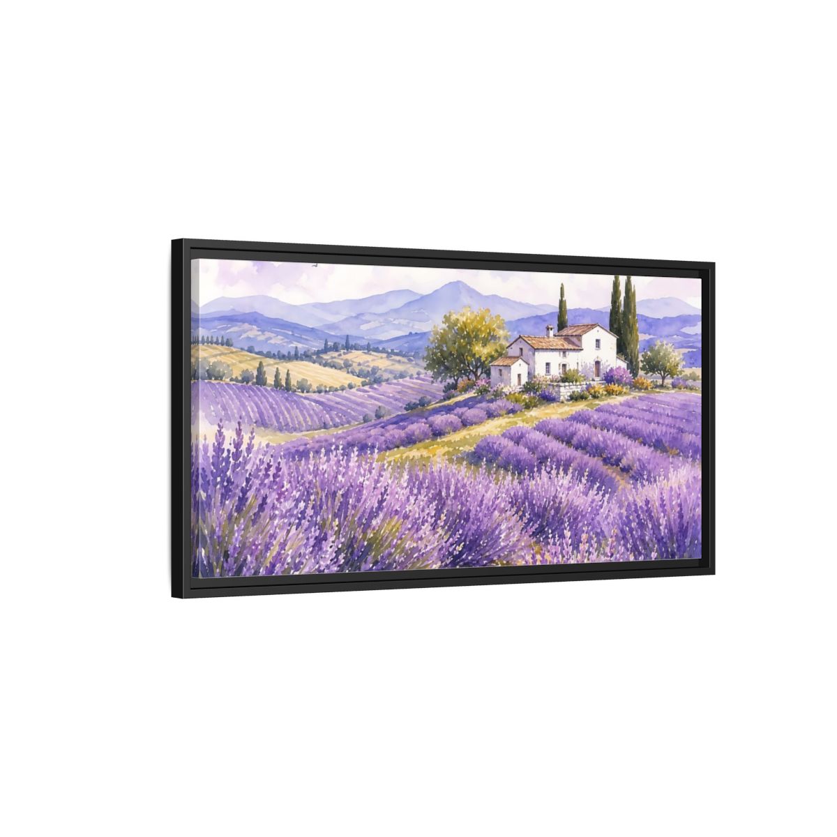 Side Mockup 2. Nature Lavender Field Purple Lavender Landscape shown as stretched canvas wall art