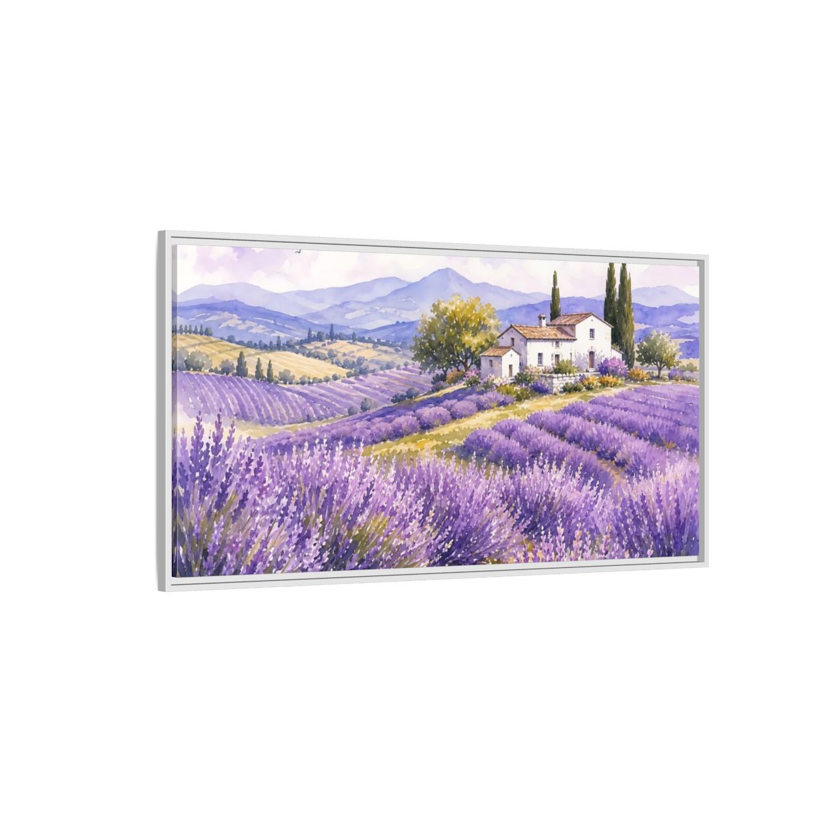 Side Mockup 3. Nature Lavender Field Purple Lavender Landscape shown as stretched canvas wall art