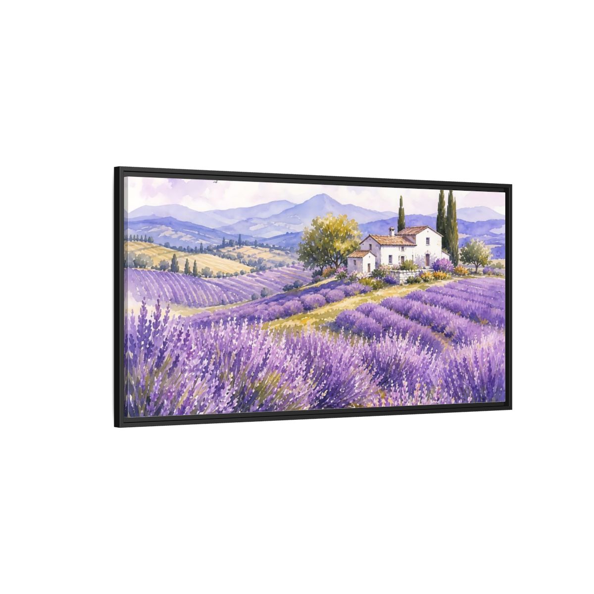 Side Mockup 5. Nature Lavender Field Purple Lavender Landscape shown as stretched canvas wall art