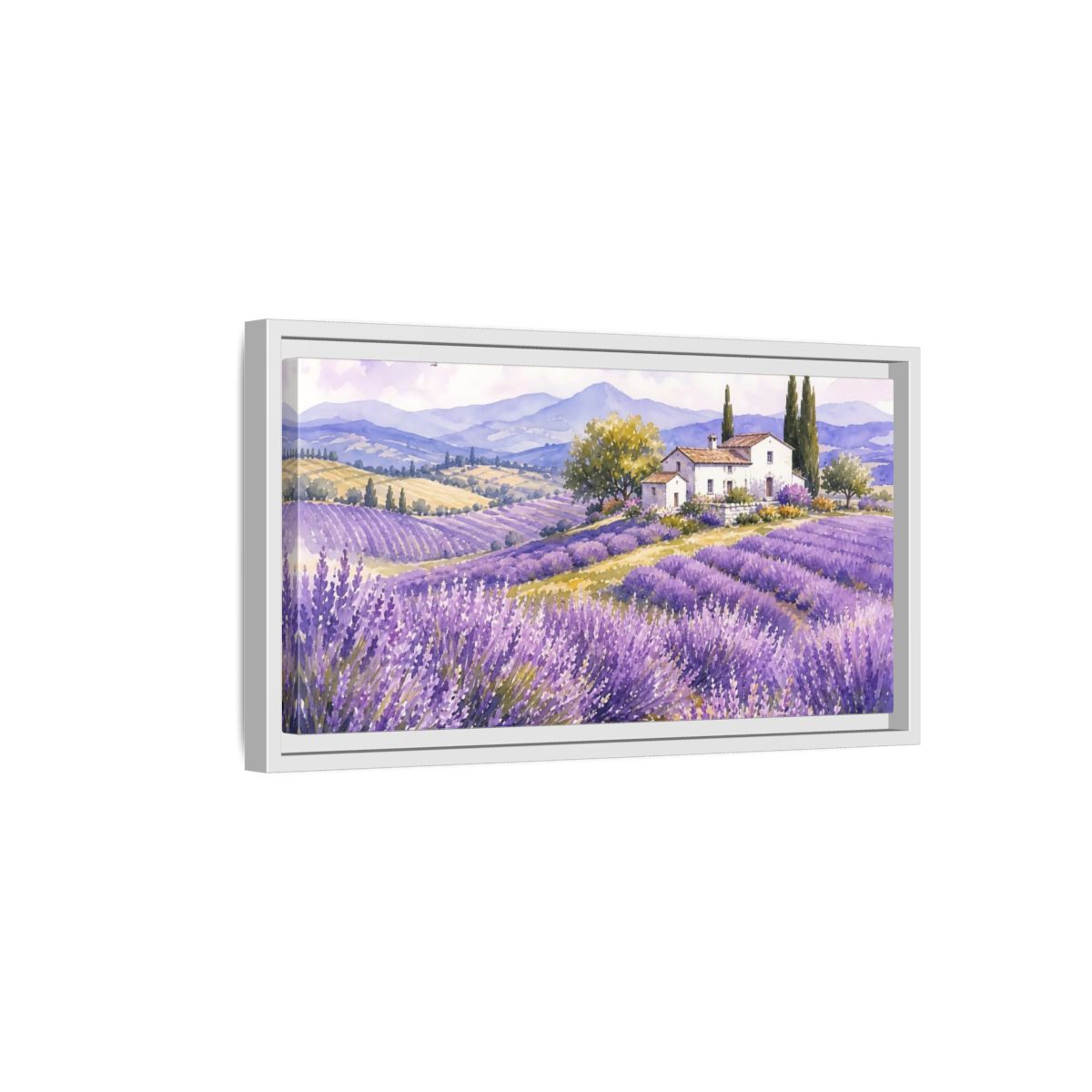 Side Mockup 6. Nature Lavender Field Purple Lavender Landscape shown as stretched canvas wall art