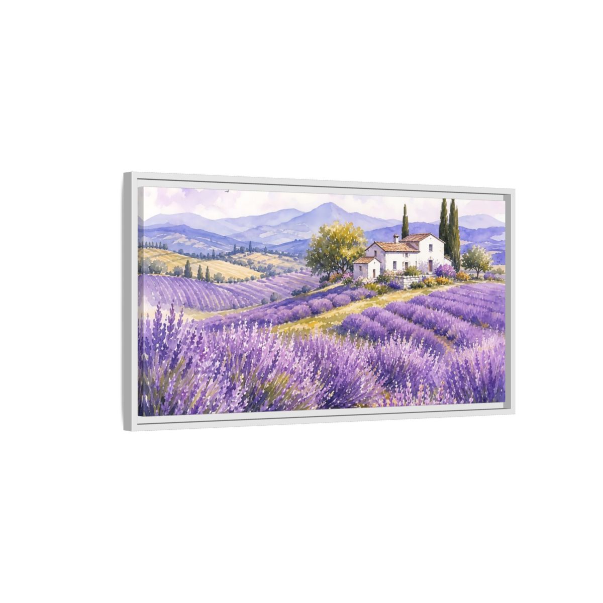 Side Mockup 1. Nature Lavender Field Purple Lavender Landscape shown as stretched canvas wall art