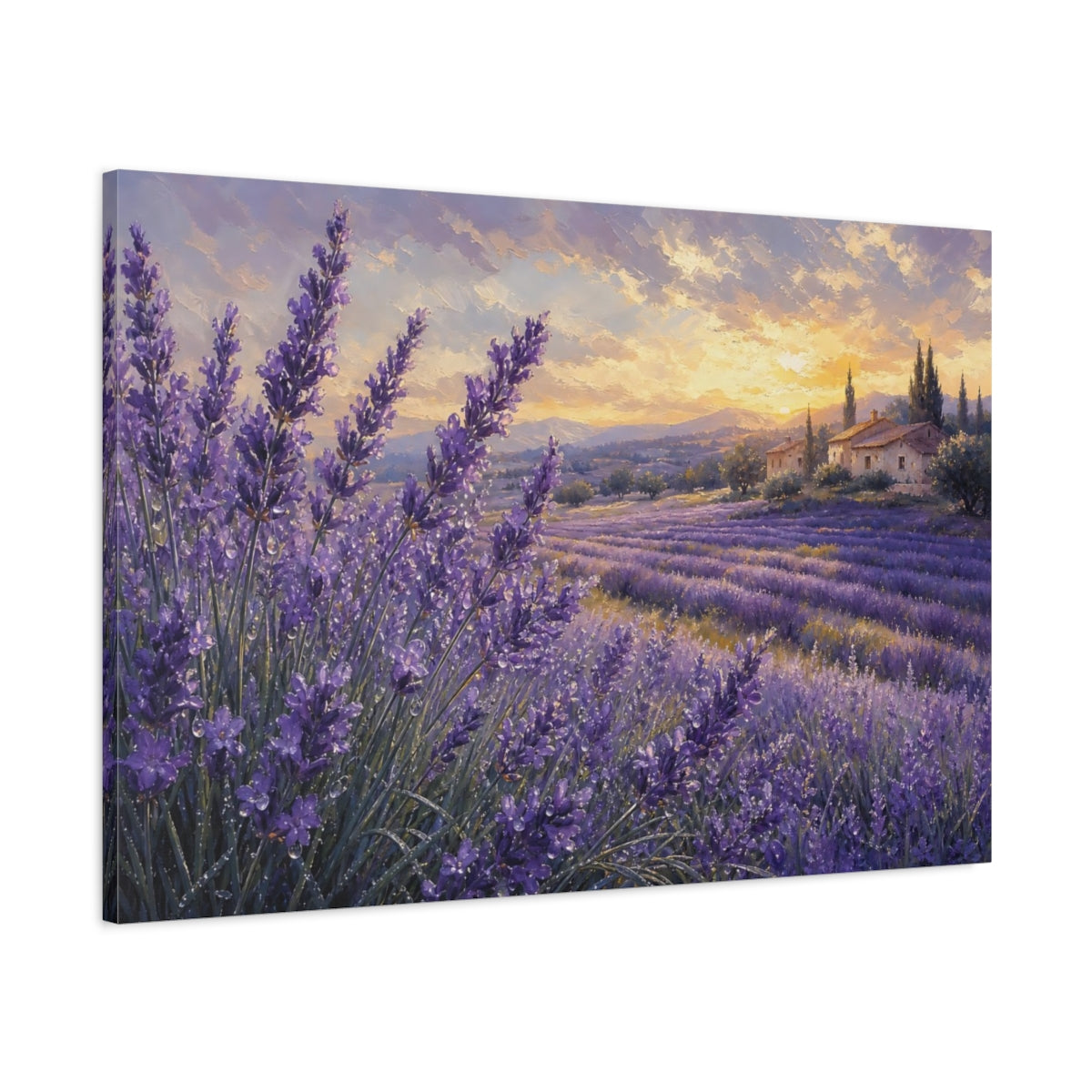 Main Mockup. Nature Lavender Field Purple Lavender shown as stretched canvas wall art