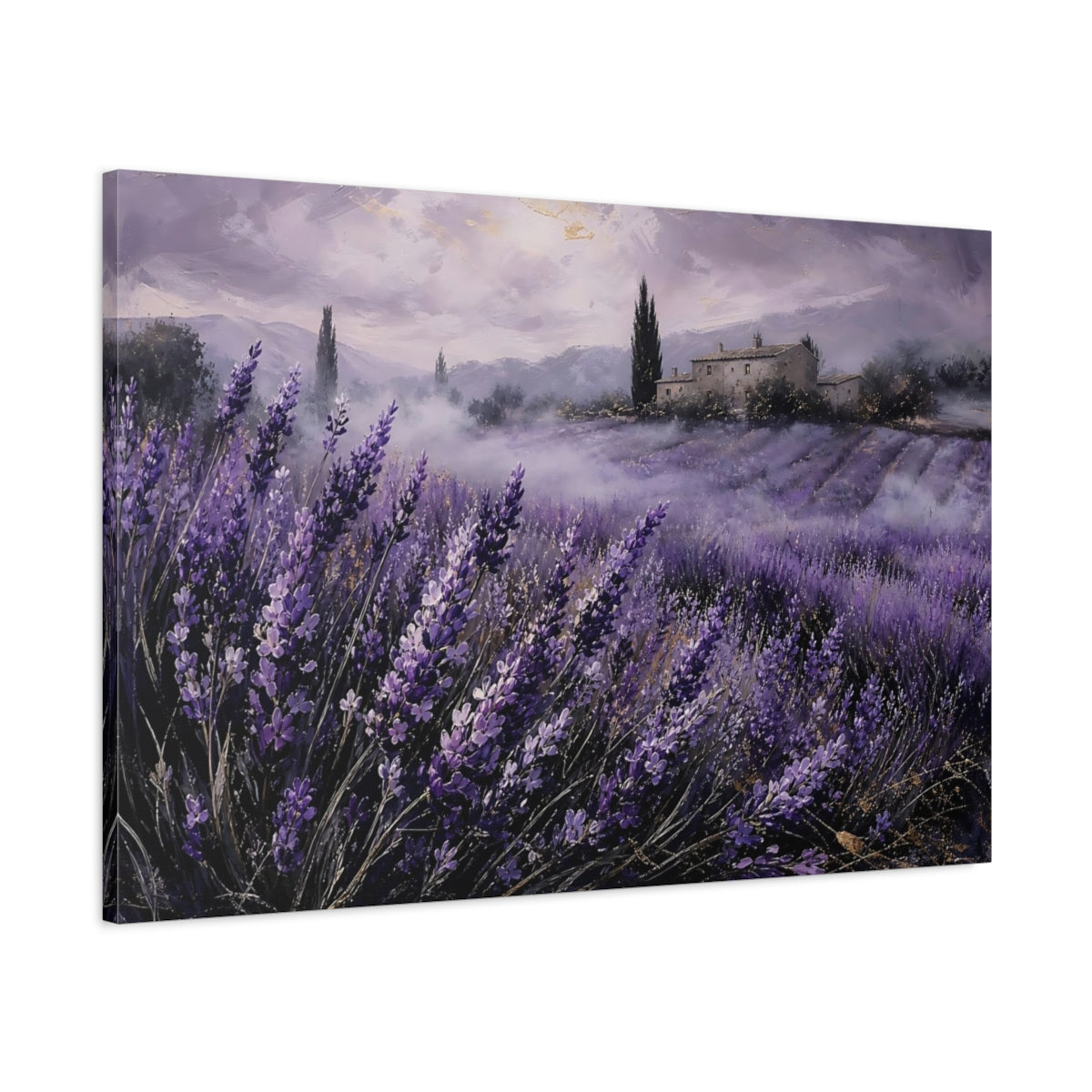 Main Mockup. Nature Lavender Field Purple Lavender Field shown as stretched canvas wall art