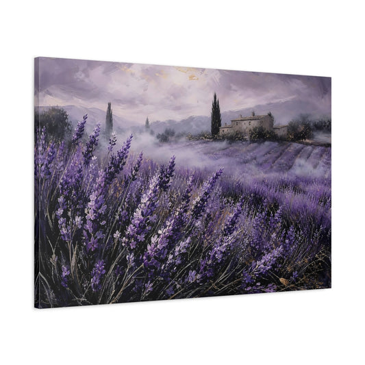 Main Mockup. Nature Lavender Field Purple Lavender Field shown as stretched canvas wall art