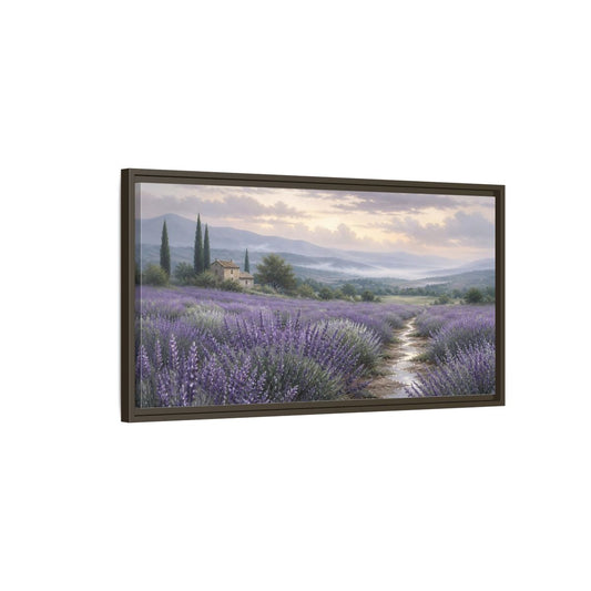 Main Mockup. Nature Lavender Field Purple Lavender Field shown as stretched canvas wall art