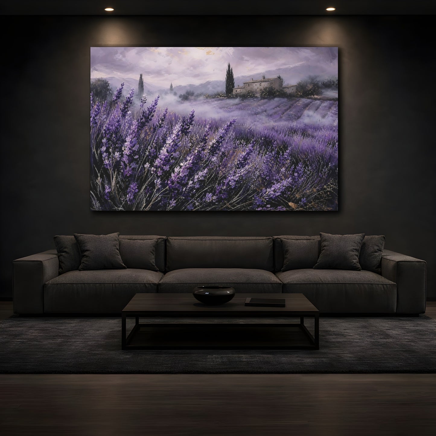Mockup 3. Nature Lavender Field Purple Lavender Field shown as stretched canvas wall art
