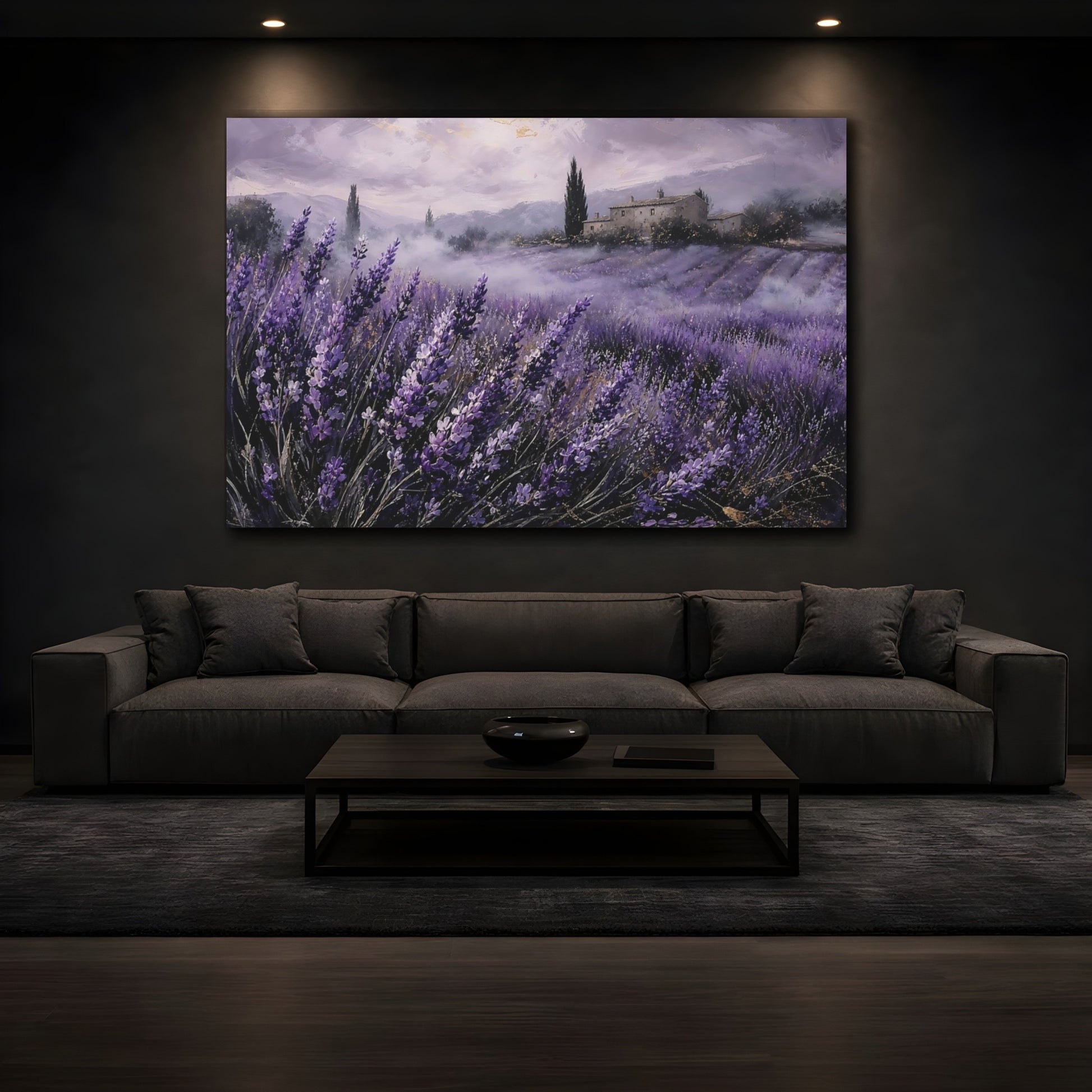 Mockup 3. Nature Lavender Field Purple Lavender Field shown as stretched canvas wall art