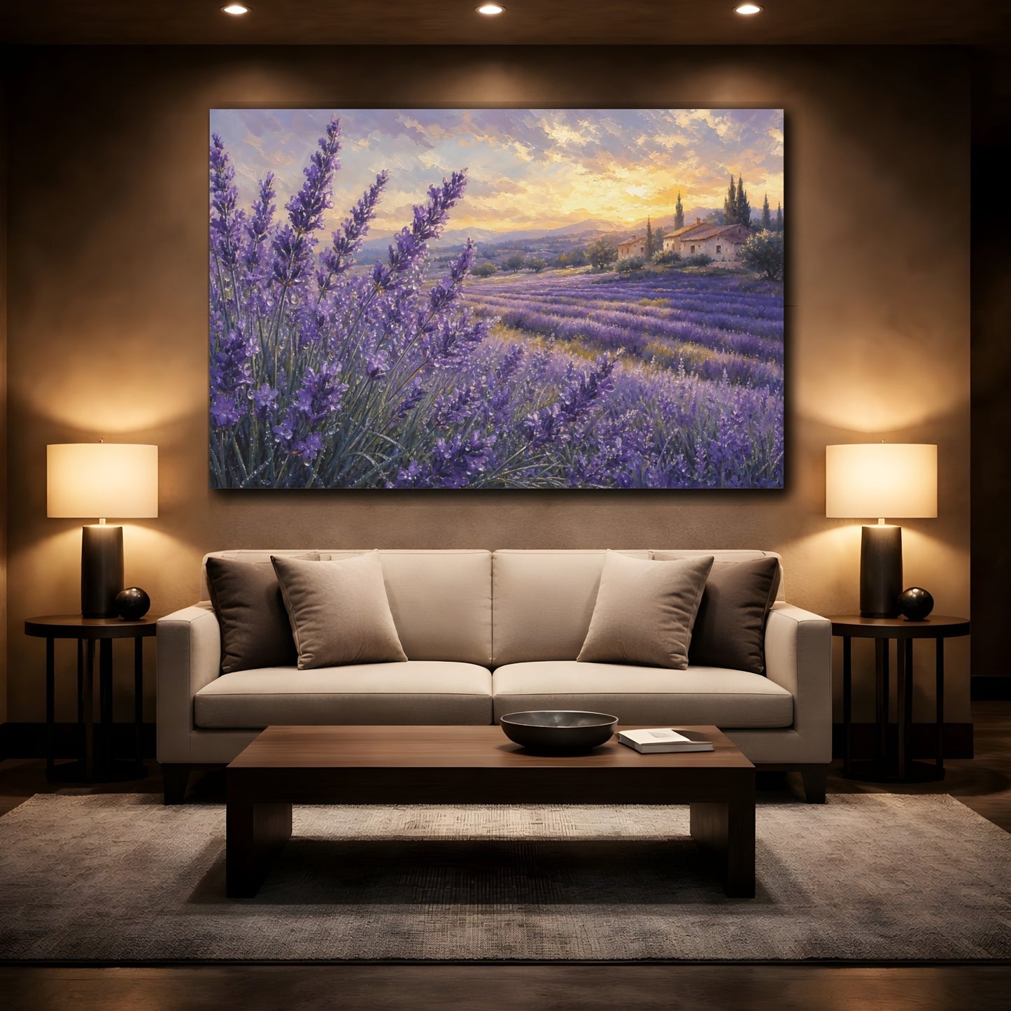 Mockup 2. Nature Lavender Field Purple Lavender shown as stretched canvas wall art