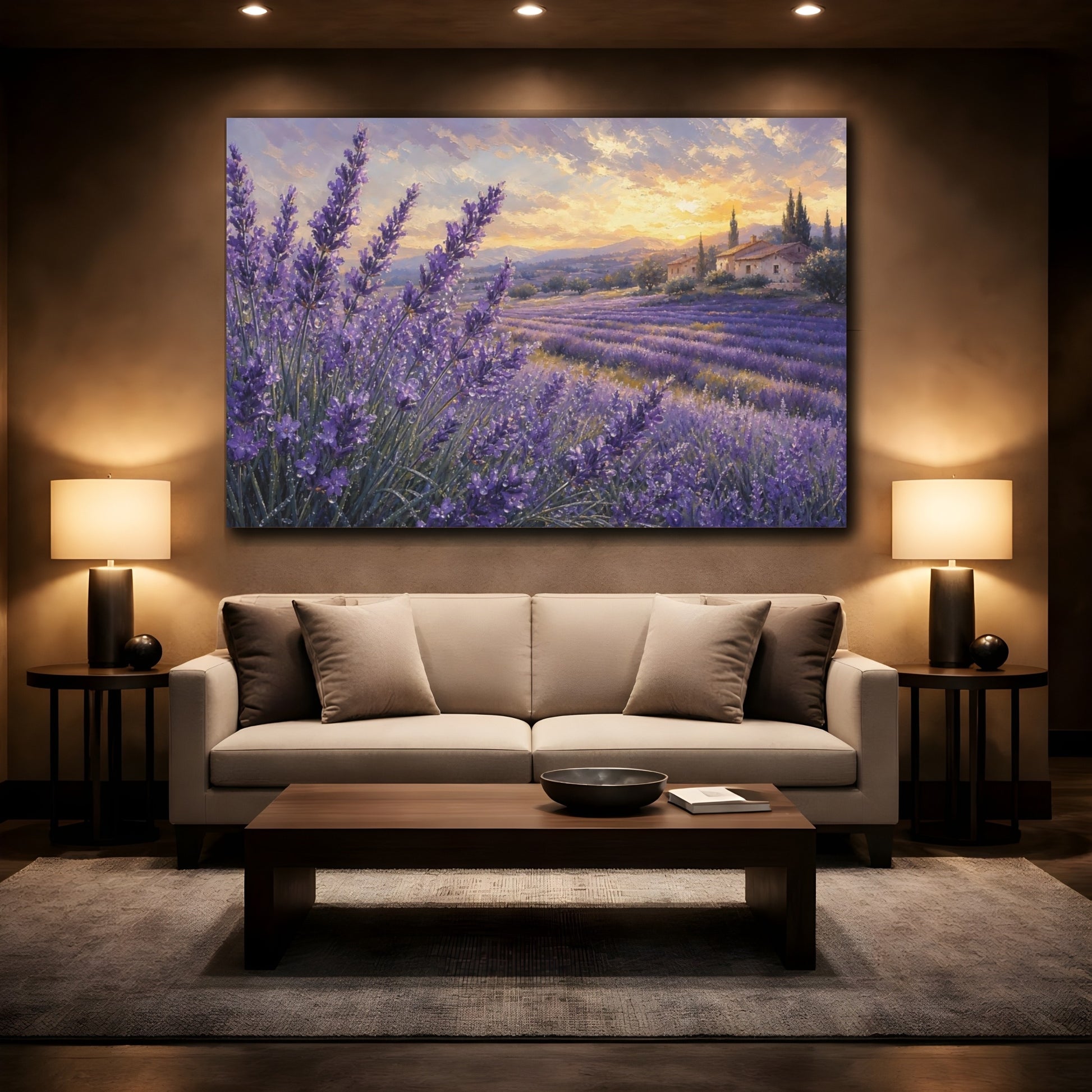 Mockup 2. Nature Lavender Field Purple Lavender shown as stretched canvas wall art