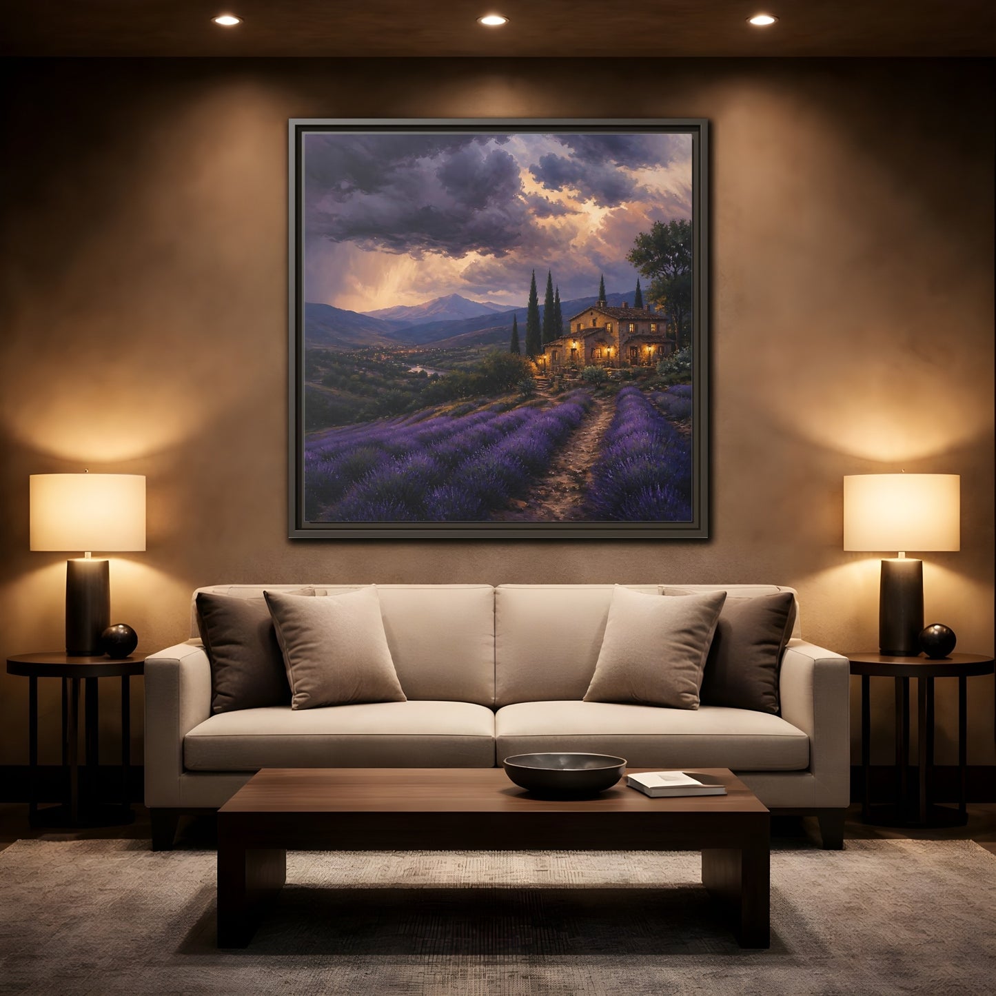 Mockup 2. Nature Lavender Field Purple Lavender shown as stretched canvas wall art