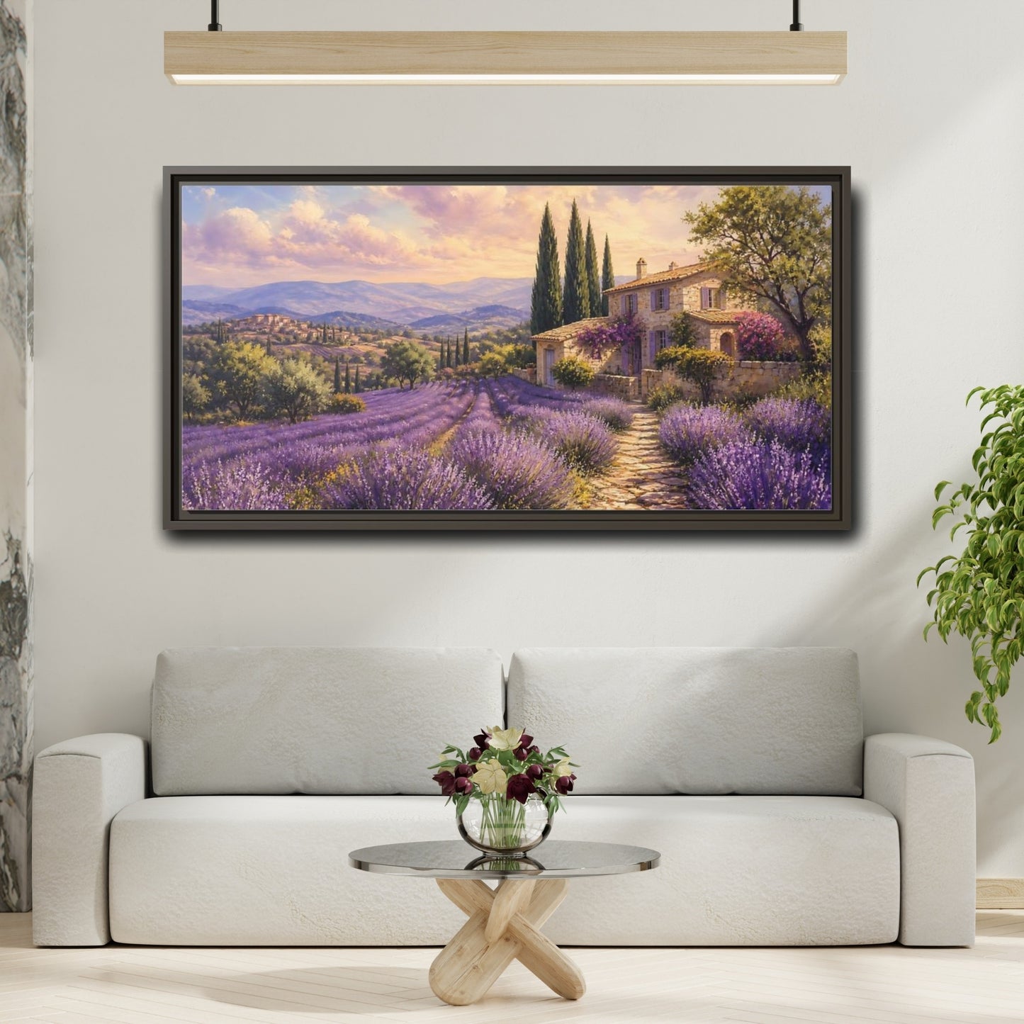 Mockup 2. Nature Lavender Field Purple Lavender shown as stretched canvas wall art