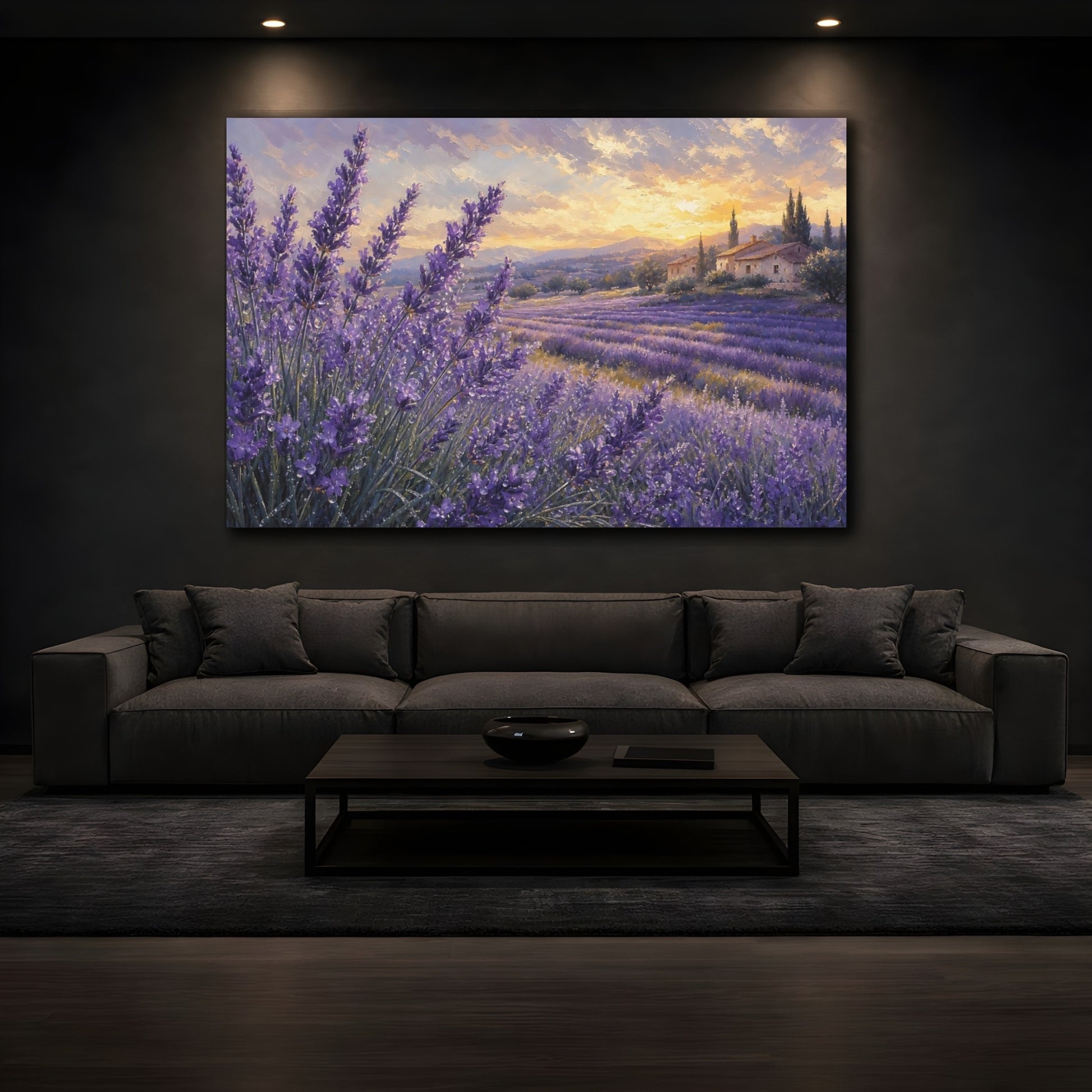 Mockup 3. Nature Lavender Field Purple Lavender shown as stretched canvas wall art