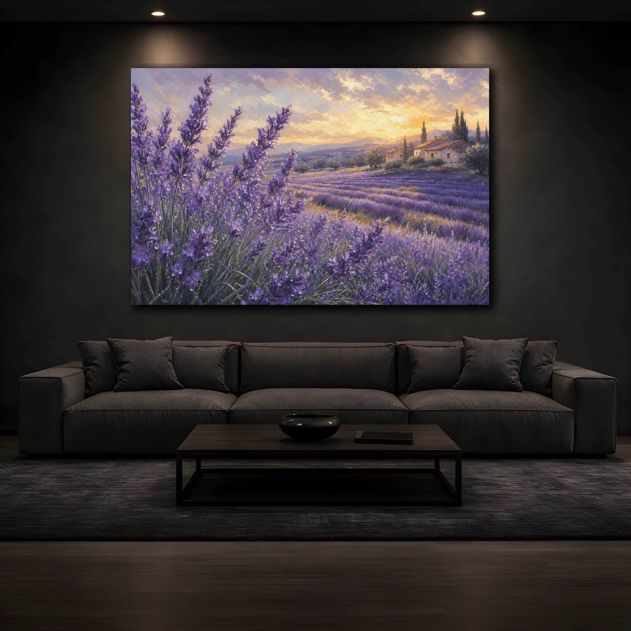 Mockup 3. Nature Lavender Field Purple Lavender shown as stretched canvas wall art