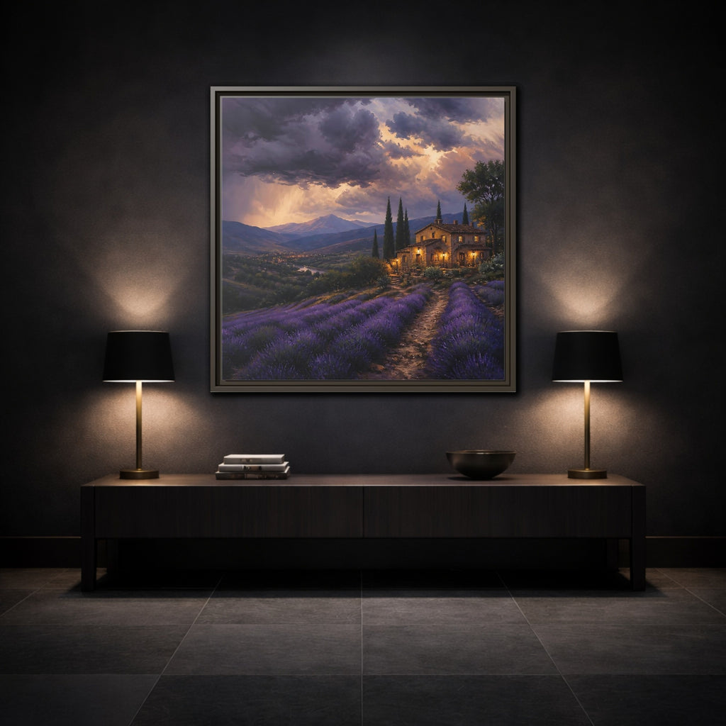 Mockup 3. Nature Lavender Field Purple Lavender shown as stretched canvas wall art