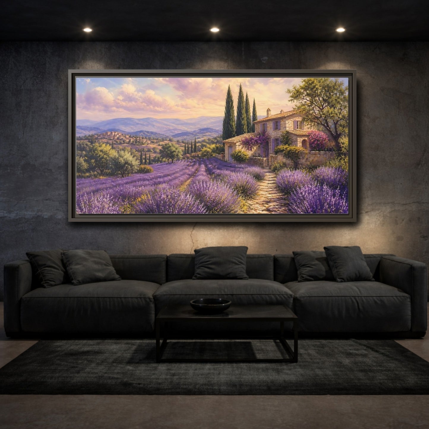 Mockup 3. Nature Lavender Field Purple Lavender shown as stretched canvas wall art