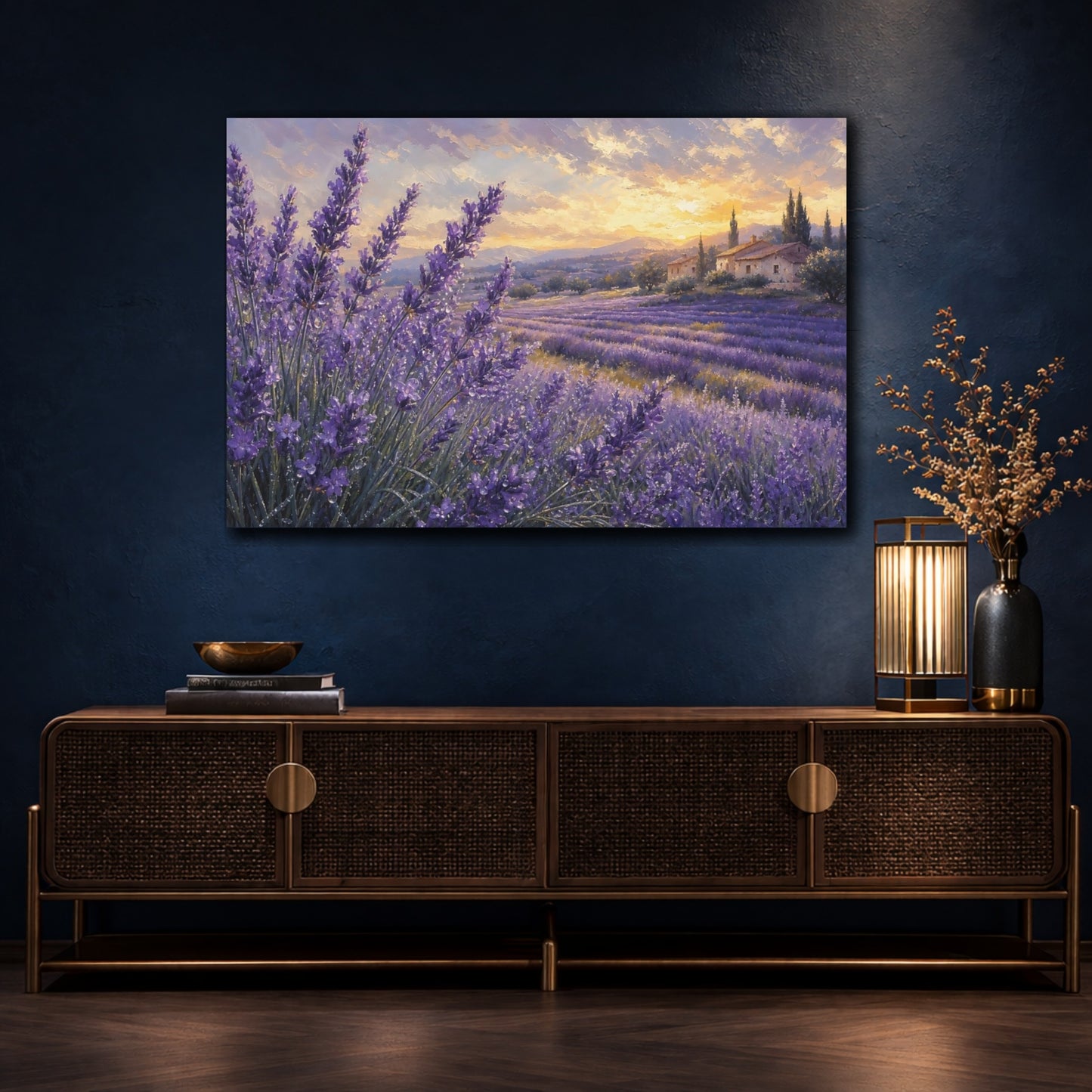 Mockup 4. Nature Lavender Field Purple Lavender shown as stretched canvas wall art