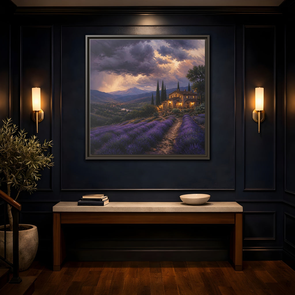 Mockup 4. Nature Lavender Field Purple Lavender shown as stretched canvas wall art