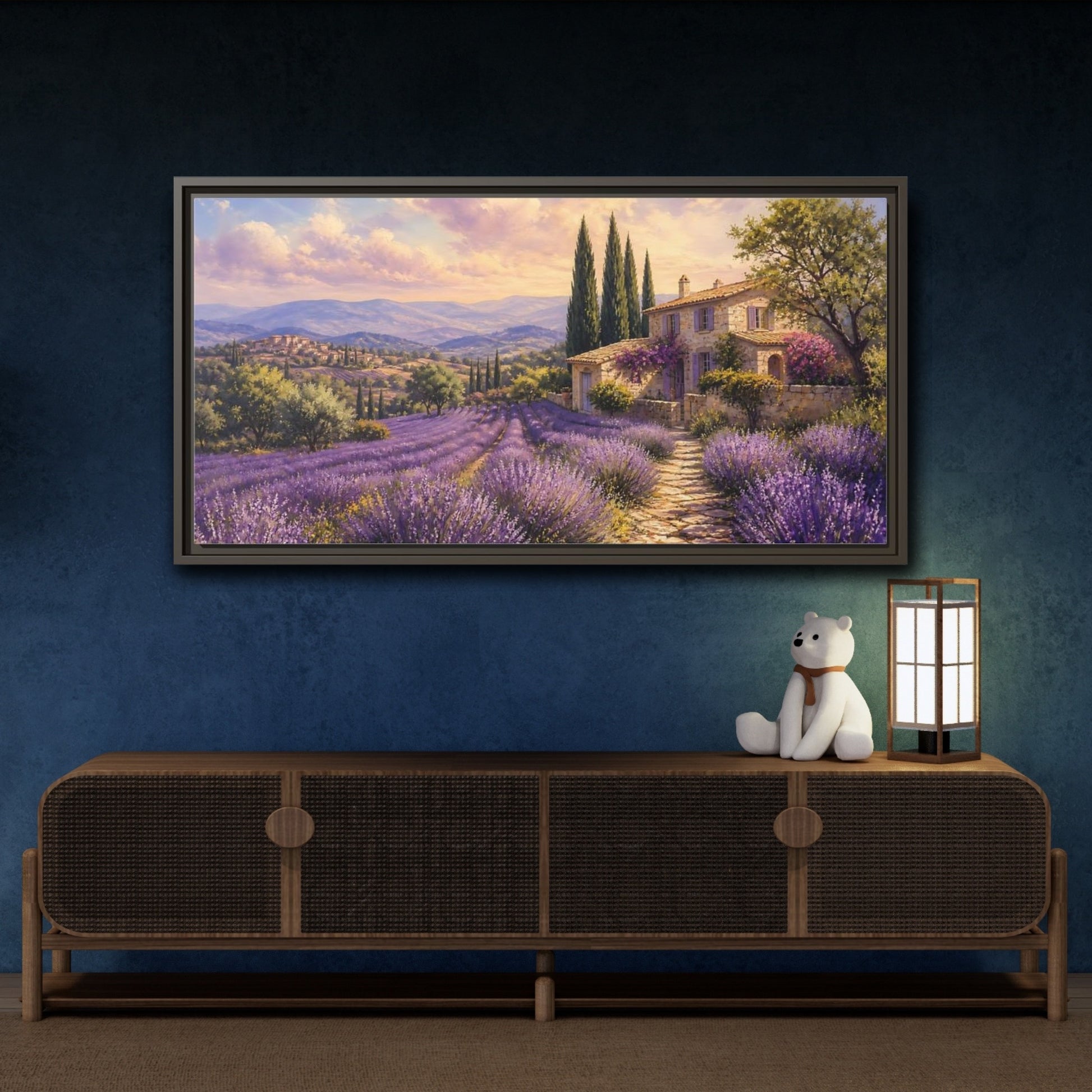 Mockup 4. Nature Lavender Field Purple Lavender shown as stretched canvas wall art
