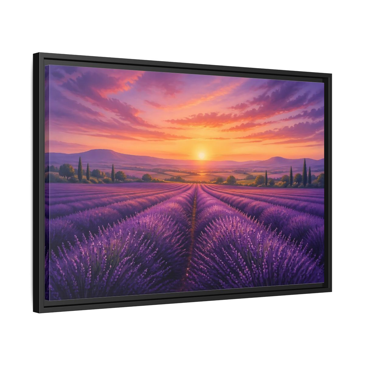 Side Mockup 14. Nature Lavender Field Purple Lavender Sunset shown as stretched canvas wall art
